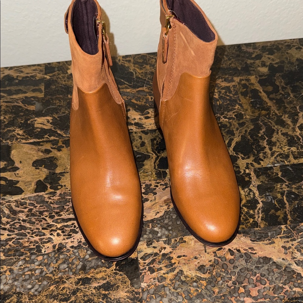 Franco Sarto Tan Leather Ankle Boots